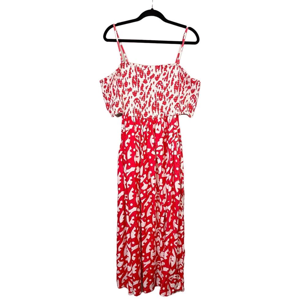 The Odells Tallara Dress 3X Red Tomato Cut Out Resortwear Feminine Vacation NWT - Picture 2 of 12